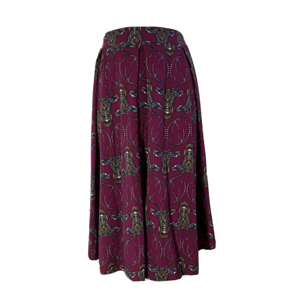 NWT LULAROE Skirt 3XL Wine Deer Mosaic Pleat Pocket Madison Unique